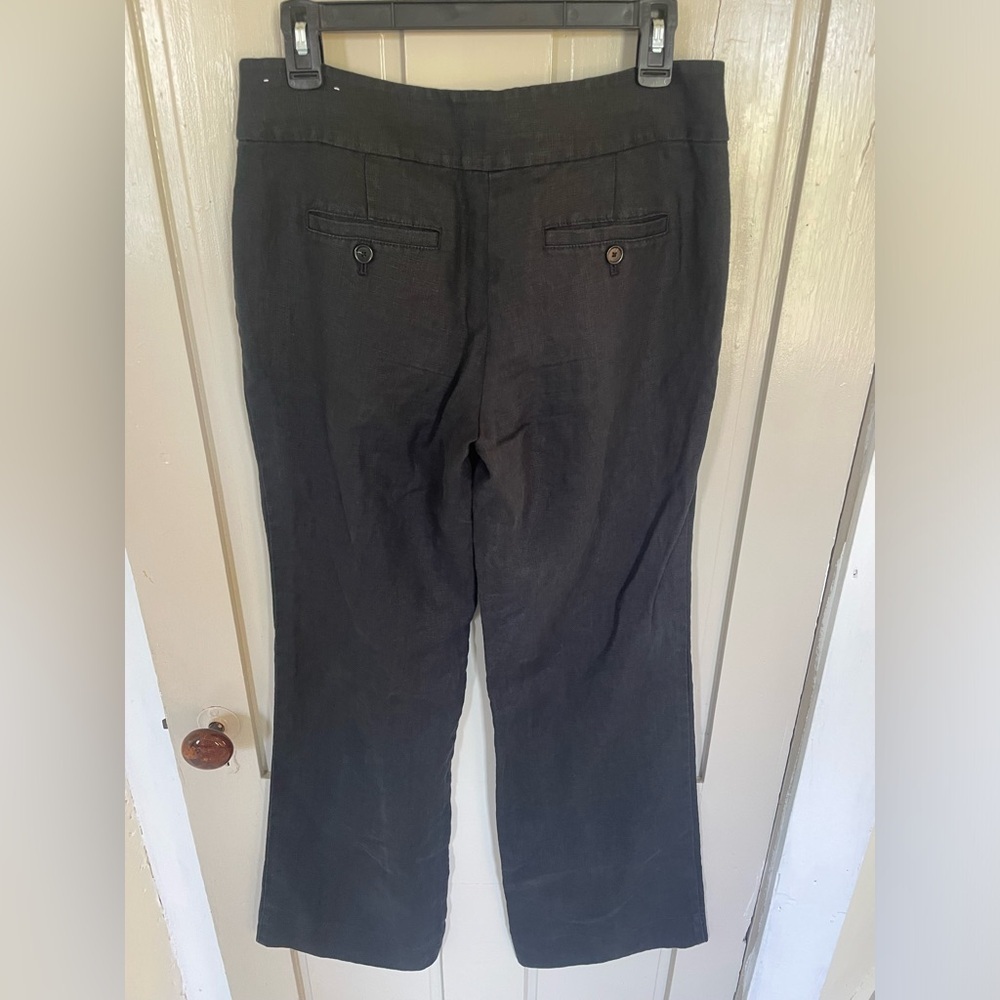 LOFT Black 100% Linen Mid-Rise Business Casual Trousers Pants Office Work NWOT - Picture 11 of 13